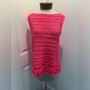 Hot pink Lilly Pulitzer sweater tank with fringe on bottom